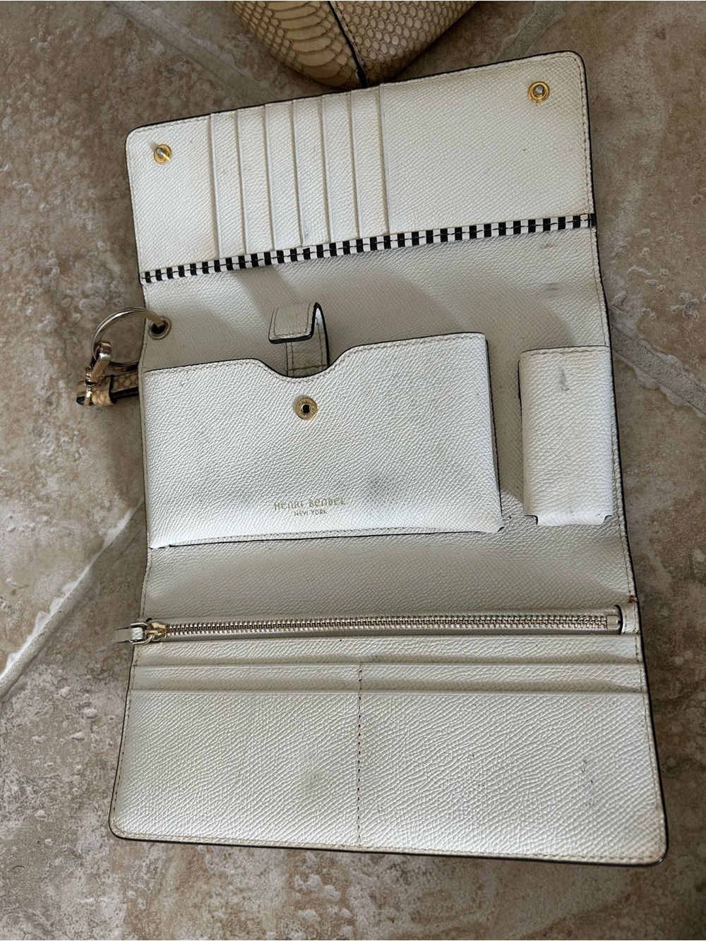 RARE Henri Bendel Iridescent Gold Snake-Embossed Tote Bag with Wallet - Picture 13 of 17